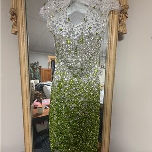 Jovani Vintage Lime Ombré Swarovski Crystal Dress